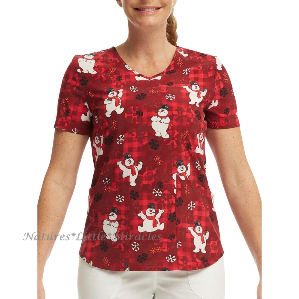 Frosty the Snowman Scrub Top - Size Small